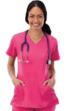 Clearance Modern Fit Collection by Jockey Women's Mesh Trim V-Neck Solid Scrub Top