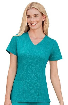 Clearance Classic Fit Collection by Jockey® Women's Solid Illusion™ Tonal Embossed Solid Scrub Top
