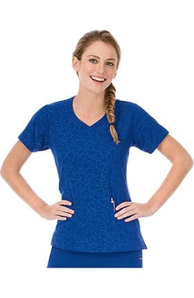 Modern Fit Collection by Jockey® Women's Solid Illusion™ Teardrop Pattern V-Neck Scrub Top