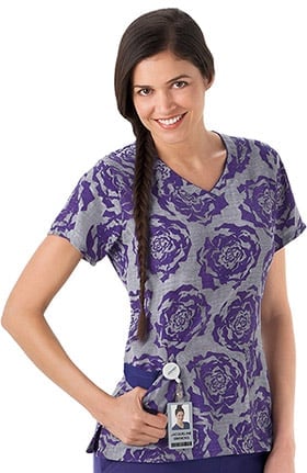 Clearance Classic Fit Collection by Jockey® Women's V-Neck Floral Print Scrub Top