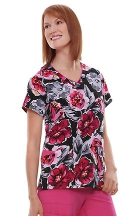 Clearance Classic Fit Collection by Jockey® Women's V-Neck Abstract Print Scrub Top