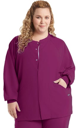 Clearance Classic Fit Collection by Jockey Unisex Snap Front Warm Up Solid Scrub Jacket