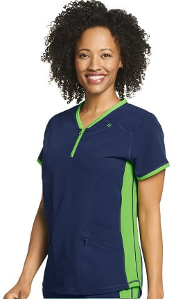 Retro by Jockey Women's Air Condition Zippered Solid Scrub Top