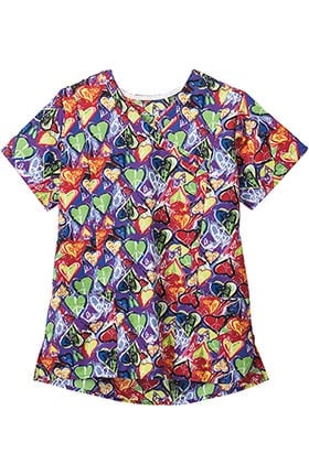 Classic Fit Collection by Jockey® Women's Mock Wrap Heart Print Scrub Top