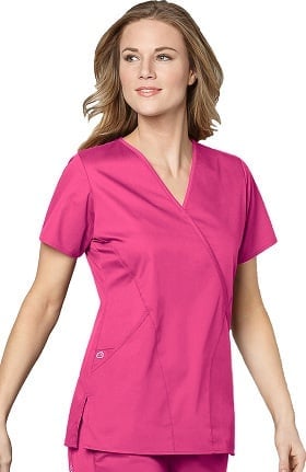 WonderWORK Women's Mock Wrap Solid Scrub Top