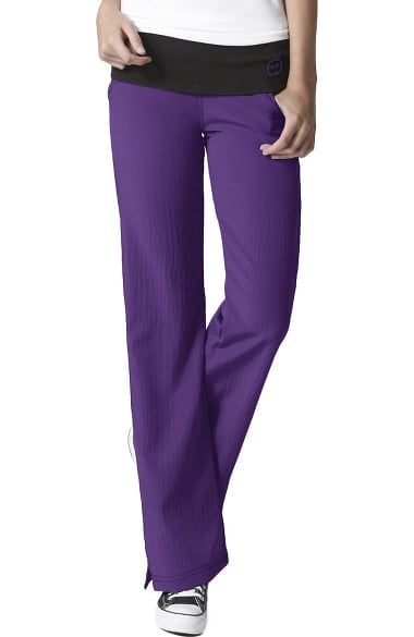 Four Stretch By WonderWink Women's Fold Over Knit Waist Flare Scrub Pant