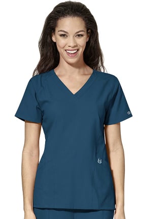 W123 by WonderWink Women's Stylized V-Neck Solid Scrub Top