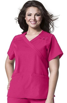 Plus by WonderWink Women's Mock Wrap Solid Scrub Top