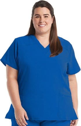 Four Stretch by WonderWink Women's Sporty V-Neck Solid Scrub Top