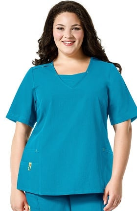Plus by WonderWink Women's Modified V-Neck Solid Scrub Top