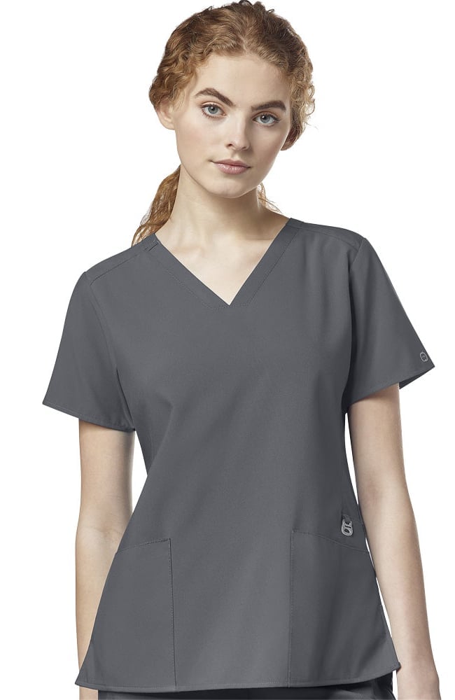 W123 by WonderWink Women's Flex Back Solid Scrub Top| allheart