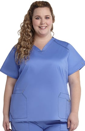 Clearance 7Flex by WonderWink Women's V-Neck Solid Scrub Top