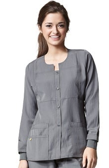 Four Stretch by WonderWink Women's Button Front Solid Scrub Jacket