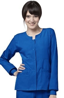 Four Stretch by WonderWink Women's Button Front Solid Scrub Jacket