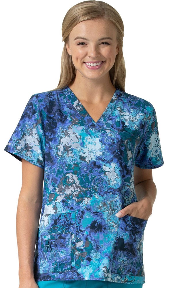 CROSS-FLEX by Carhartt Women's V-Neck Floral Print Scrub Top