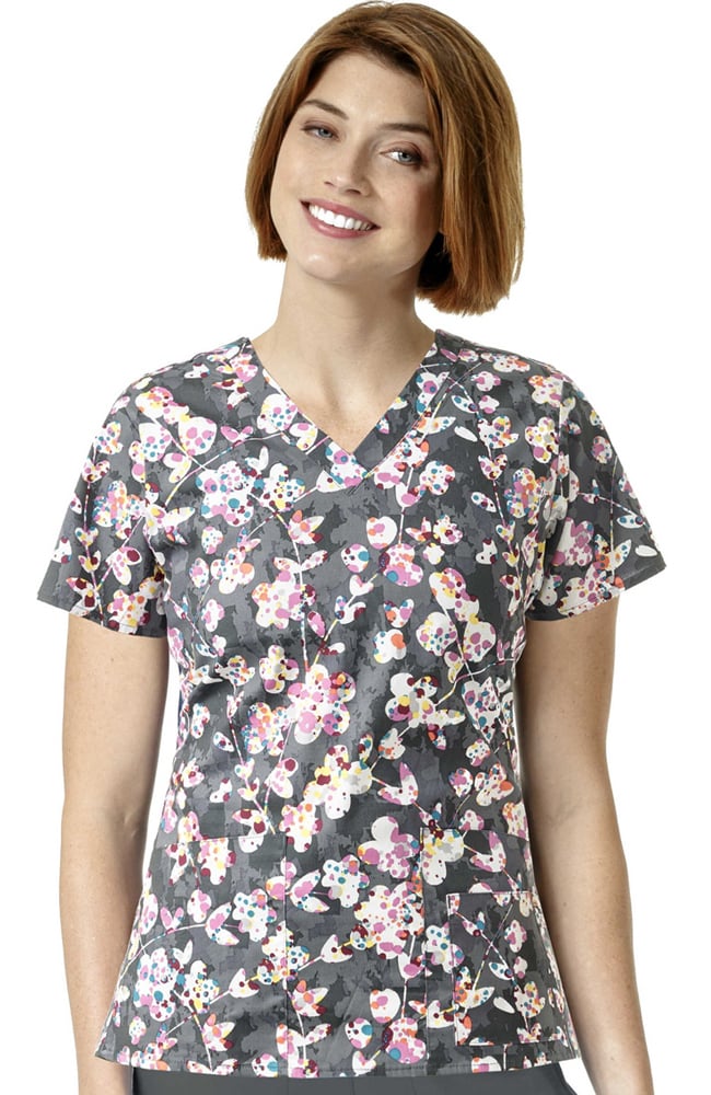 Signature Collection by Vera Bradley Women's Maya V-Neck Floral Print Scrub