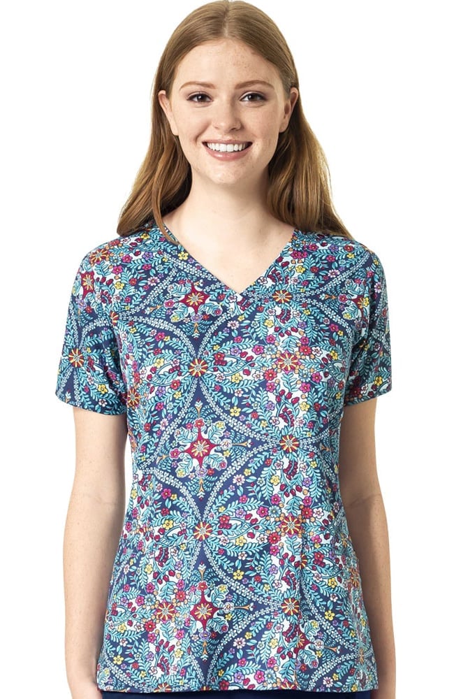 Halo by Vera Bradley Women's Audrey V-Neck Kaleidoscope Scrub Top | allhear