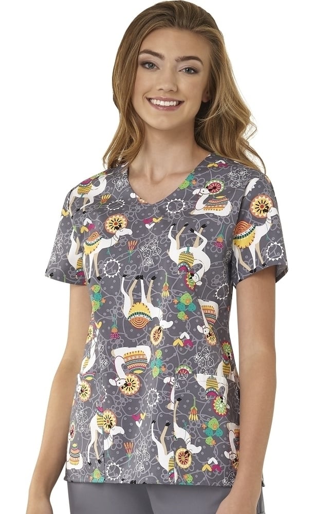 Zoe and Chloe Women's Camel Flage Print Scrub Top Clearance | allheart.com